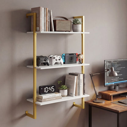 3-Tier Floating Shelf Wall Hanging Display Storage Rack for Living Room-White