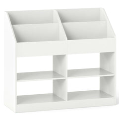 3-Tier Kid's Bookshelf with Display Rack and 4 Compartments for Kids Room-White