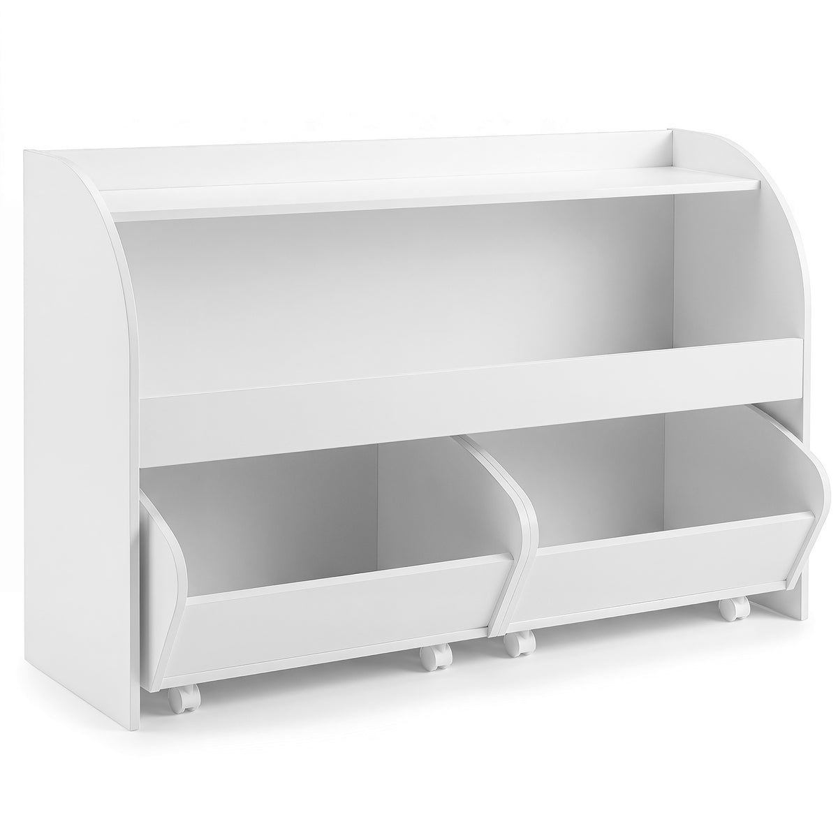 3-Tier Kids Toy Storage Organizer with 2 Rolling Drawers Bookcase for Kids Room-White