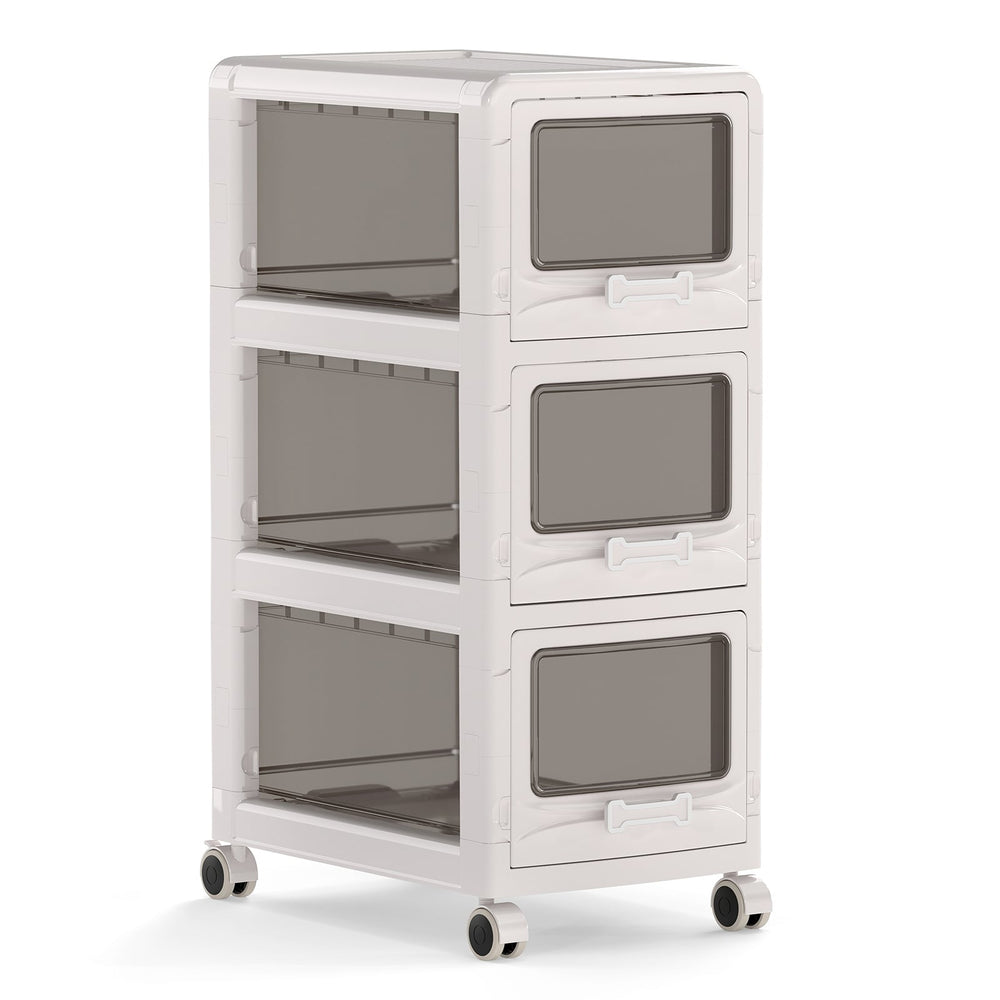 3-Tier Plastic Drawer Storage Organizer Rolling Cart with 3 Drawers