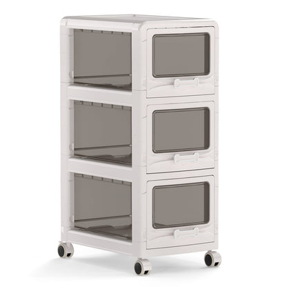3-Tier Plastic Drawer Storage Organizer Rolling Cart with 3 Drawers