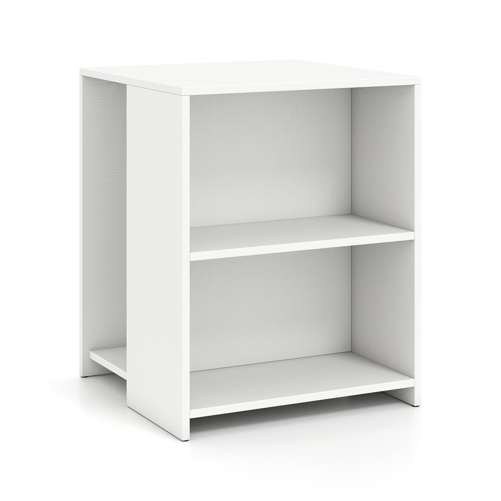 3-Tier Square Wooden End Table with Open Storage Shelves-White