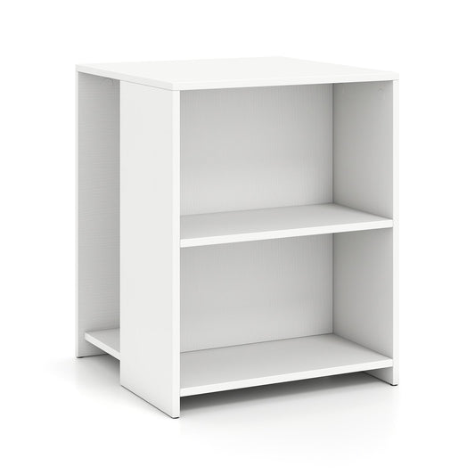3-Tier Square Wooden End Table with Open Storage Shelves-White