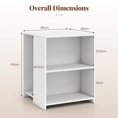 3-Tier Square Wooden End Table with Open Storage Shelves-White