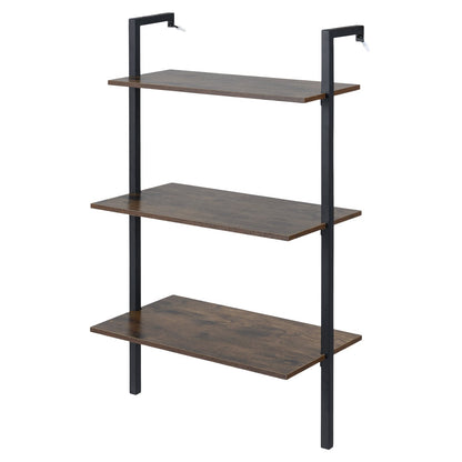 3-Tier Wall Mounted Shelves for Living Room Home Office-Rustic Brown