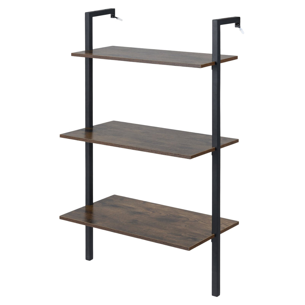 3-Tier Wall Mounted Shelves for Living Room Home Office-Rustic Brown