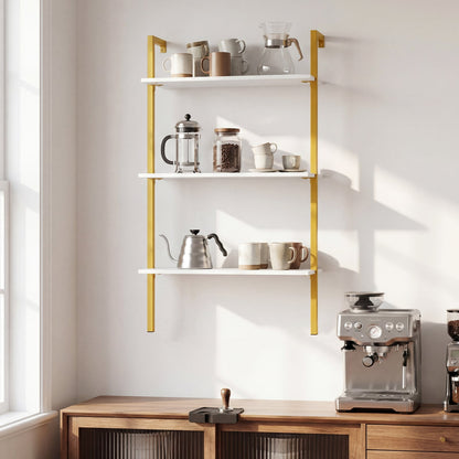 3-Tier Wall Mounted Shelves for Living Room Home Office-White