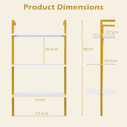 3-Tier Wall Mounted Shelves for Living Room Home Office-White