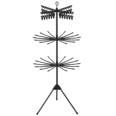 3-Tier Folding Clothes Drying Rack Tripod Laundry Drying Rack-Black