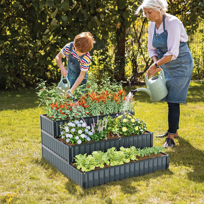3-Tier Raised Garden Bed with Open ended Base for Vegetable Fruit Flower Herb-Black