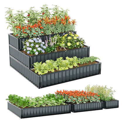 3-Tier Raised Garden Bed with Open ended Base for Vegetable Fruit Flower Herb-Black