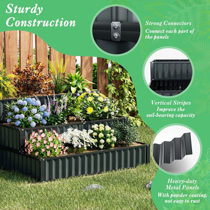 3-Tier Raised Garden Bed with Open ended Base for Vegetable Fruit Flower Herb-Black