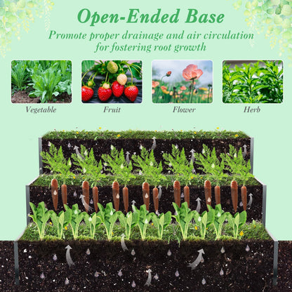 3-Tier Raised Garden Bed with Open ended Base for Vegetable Fruit Flower Herb-Black