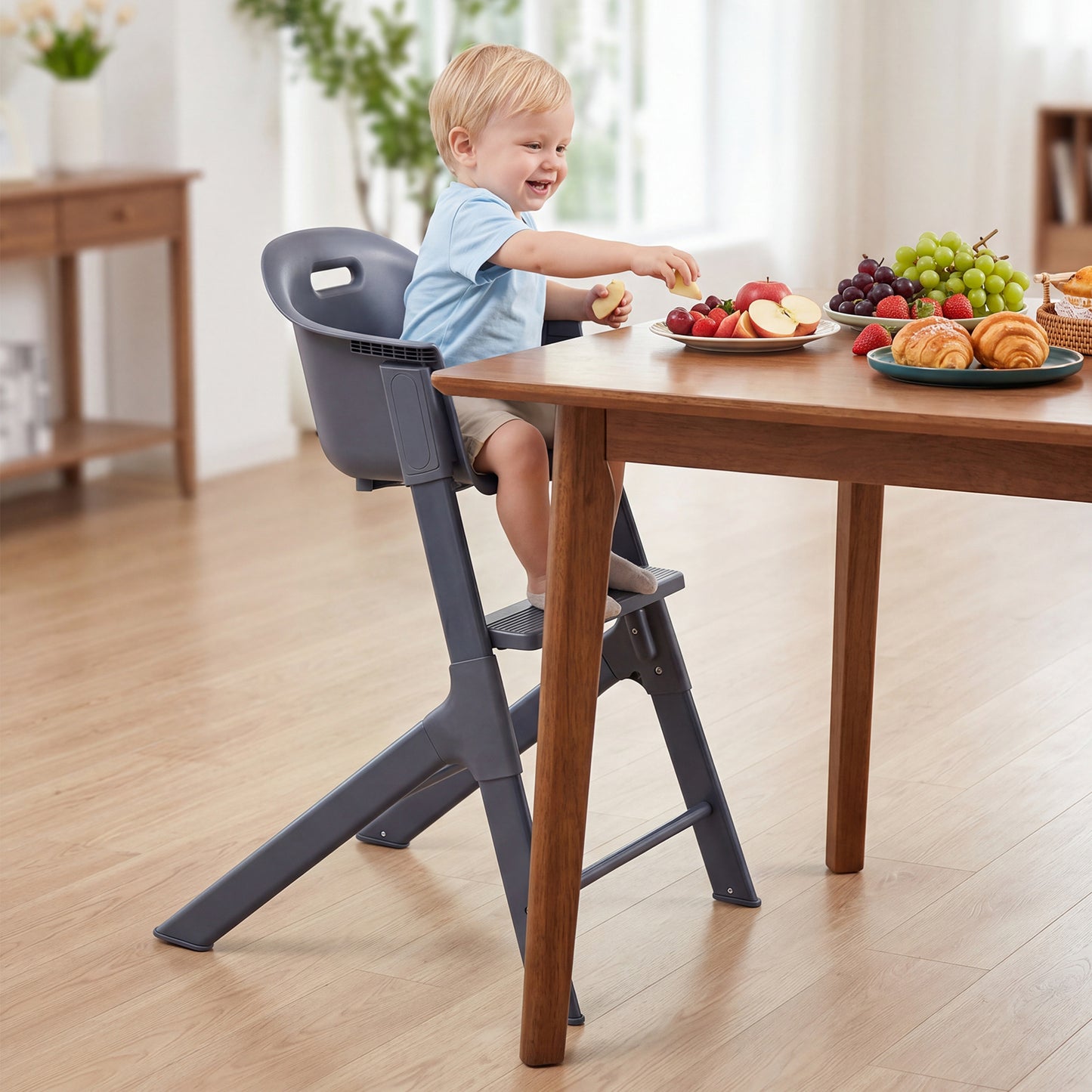 3-in-1 Baby High Chair with Detachable Tray & Safety Belt for 6-36 Months-Grey