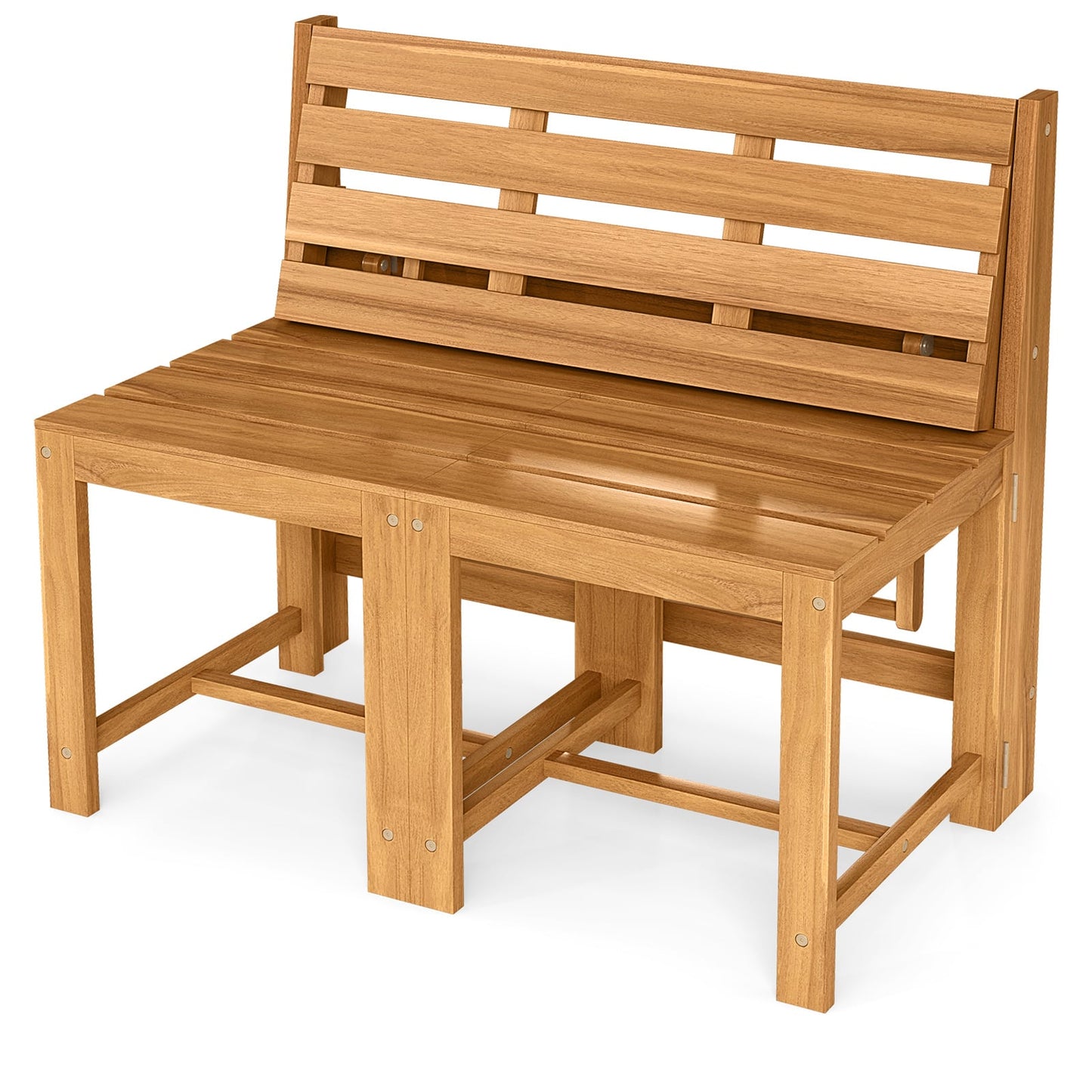 3-in-1 Convertible Bench with 2 Built-in Chairs for Patio
