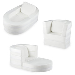 3-in-1 Convertible Kids Sofa Bed with Washable Zippered Covers-White