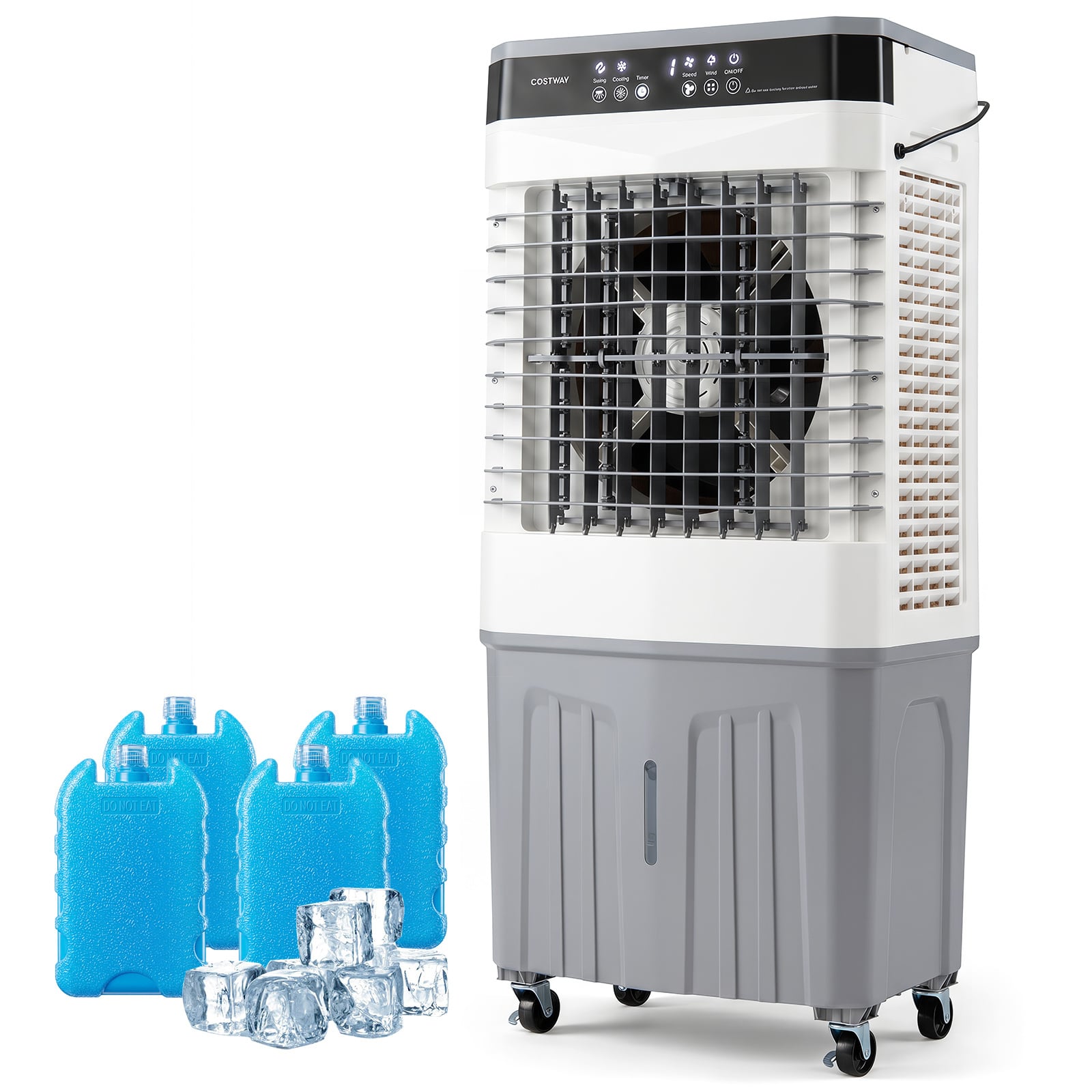 3-in-1 Evaporative Air Cooler with 27L Water Tank and 3 Speeds-White