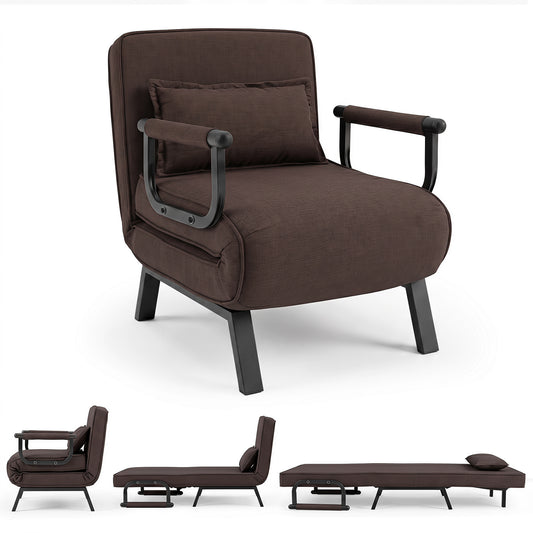 3-in-1 Folding Sofa Bed with Adjustable Backrest with Adjustable Backrest-Brown