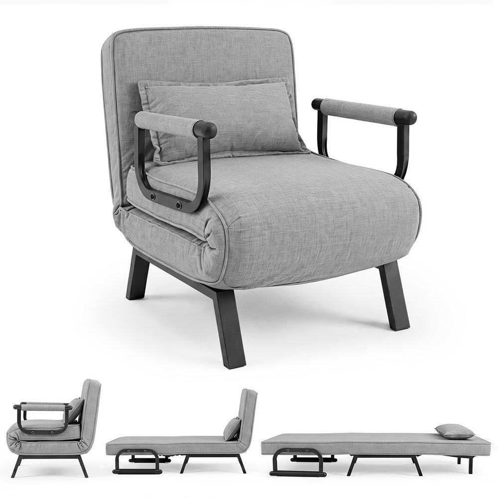 3-in-1 Folding Sofa Bed with Adjustable Backrest with Adjustable Backrest-Light Grey