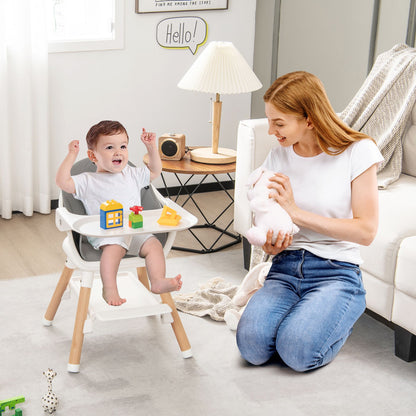 3 in 1 High Chairs for Babies and Toddlers with Foot Rest and Removable Double Tray-White