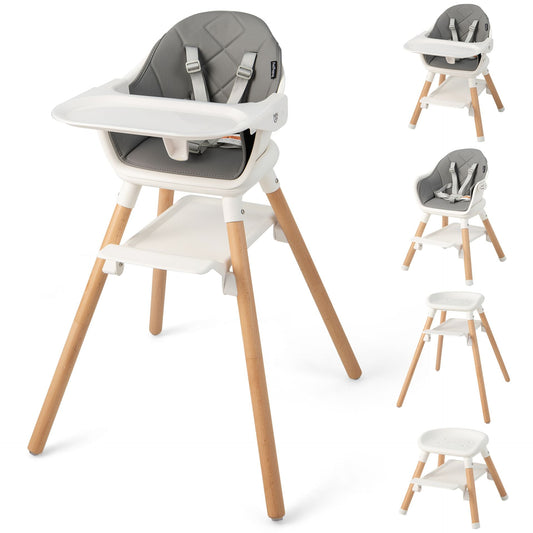 3 in 1 High Chairs for Babies and Toddlers with Foot Rest and Removable Double Tray-White