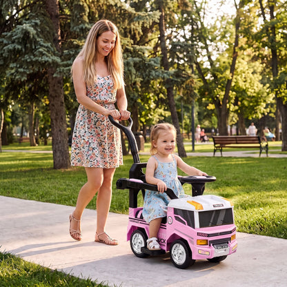 3-in-1 Kids Ride On Push Car with Music and Hidden Storage for Toddlers 3 to 5 Years Old-Pink
