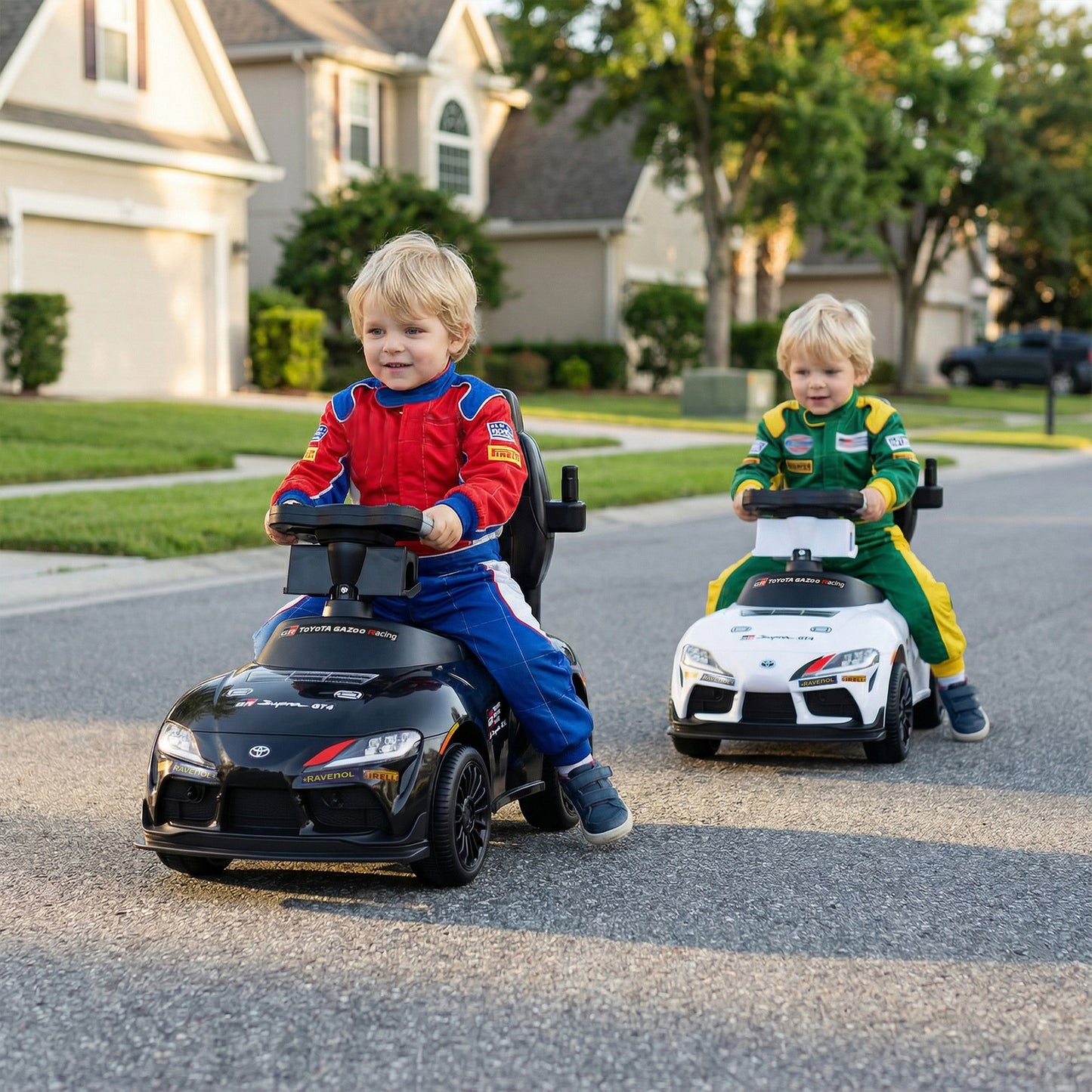 3-in-1 Push Car for Toddlers Toyota Licensed Sliding Car with Handle and Music-Black
