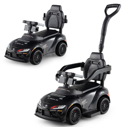 3-in-1 Push Car for Toddlers Toyota Licensed Sliding Car with Handle and Music-Black