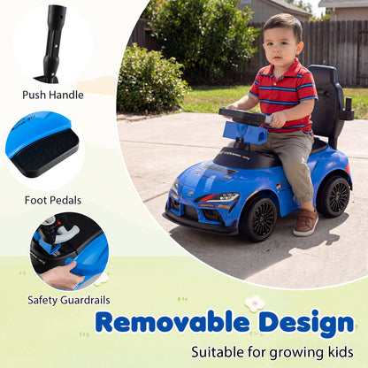 3-in-1 Push Car for Toddlers Toyota Licensed Sliding Car with Handle and Music-Blue