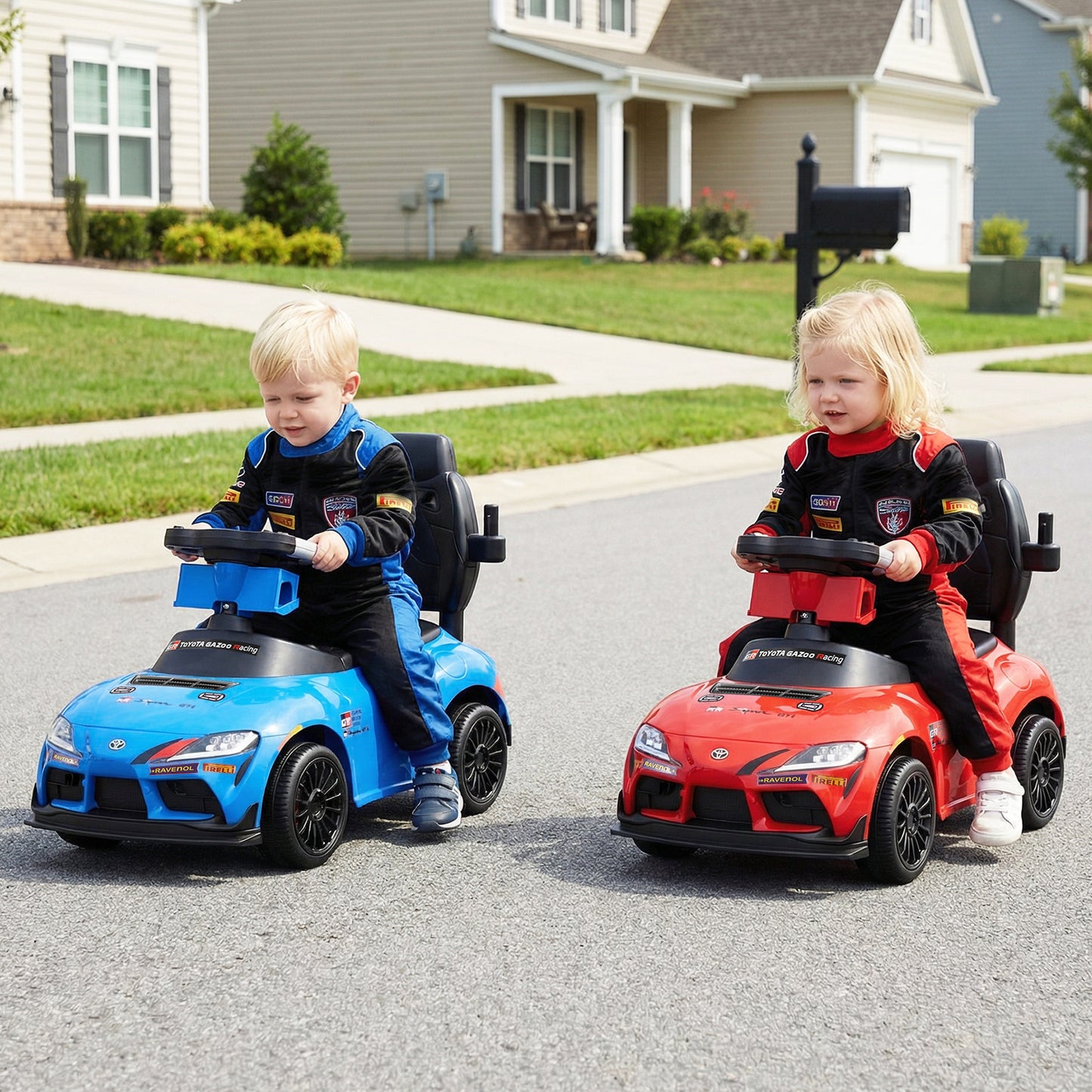 3-in-1 Push Car for Toddlers Toyota Licensed Sliding Car with Handle and Music-Red