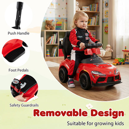 3-in-1 Push Car for Toddlers Toyota Licensed Sliding Car with Handle and Music-Red