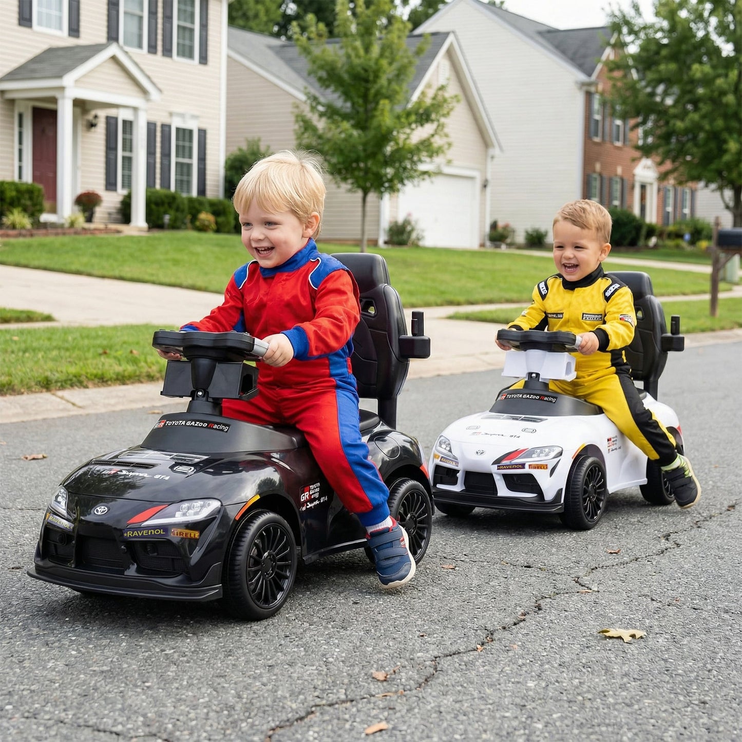 3-in-1 Push Car for Toddlers Toyota Licensed Sliding Car with Handle and Music-White