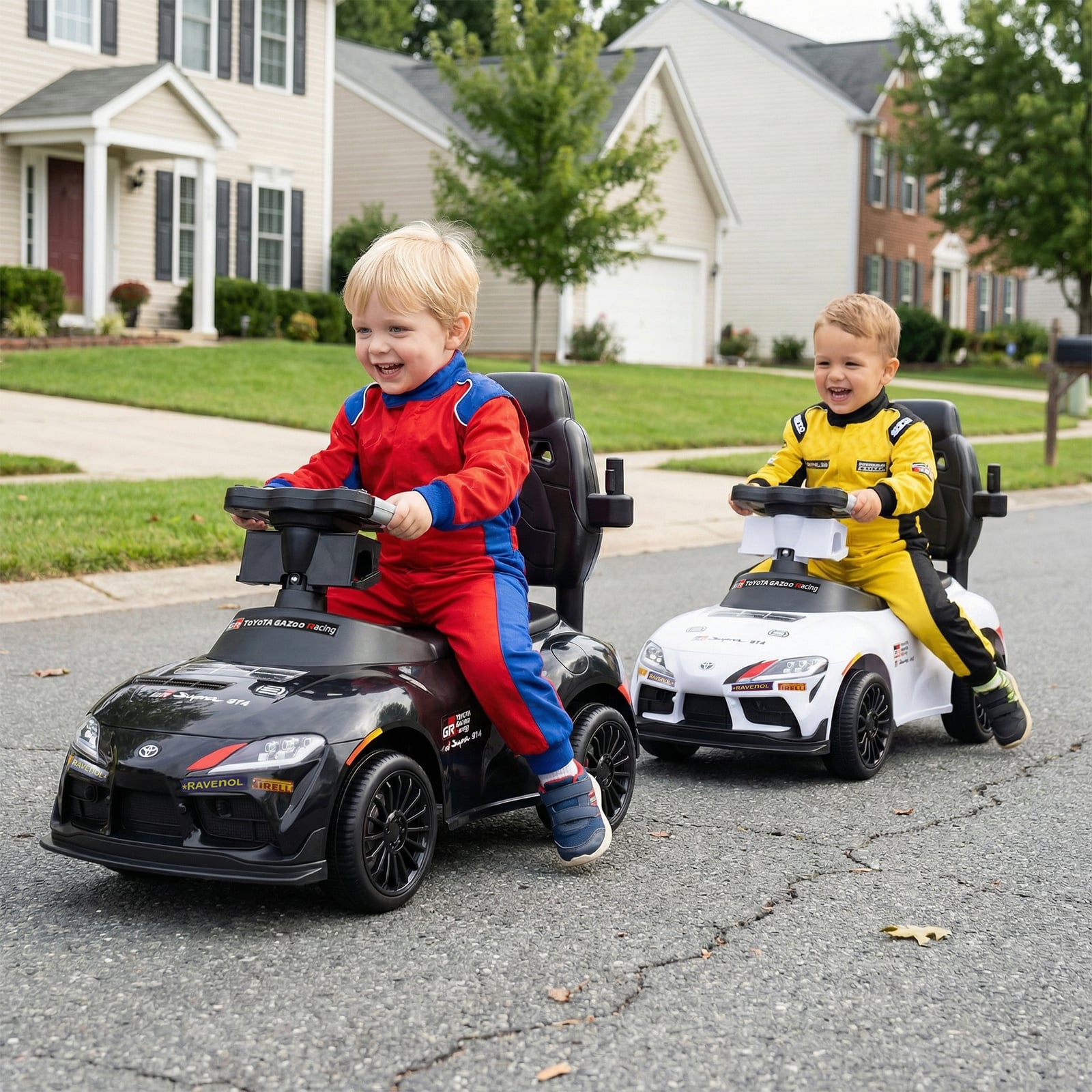 3-in-1 Push Car for Toddlers Toyota Licensed Sliding Car with Handle and Music-White