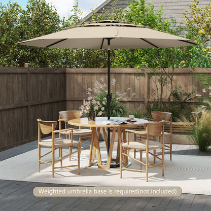 295 cm 3-tier Vented Patio Large Market Table Umbrella with Push Button Tilt-Beige