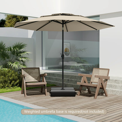 295 cm 3-tier Vented Patio Large Market Table Umbrella with Push Button Tilt-Beige
