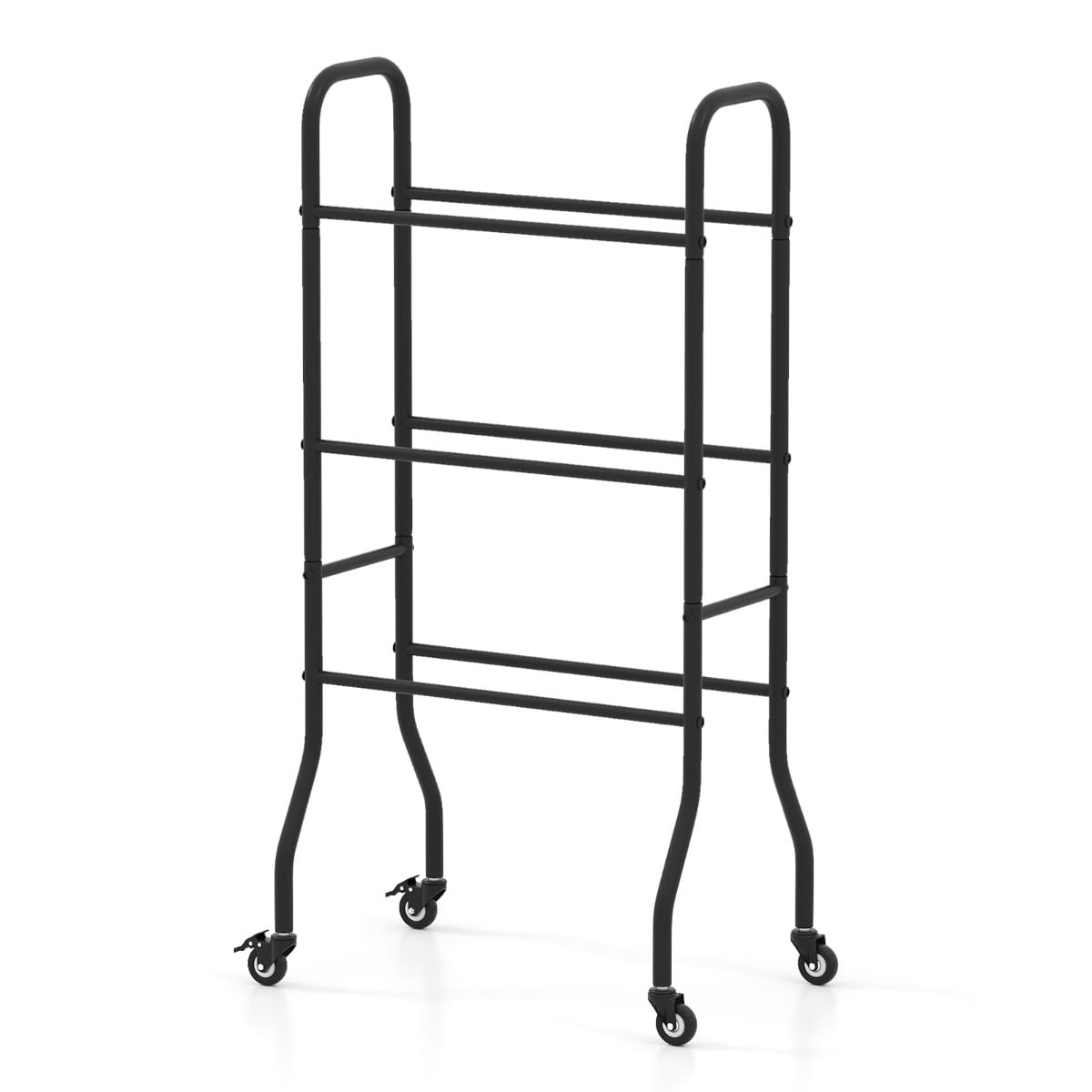 3-Tier Basketball Rack with 4 Universal Wheels and Metal Frame