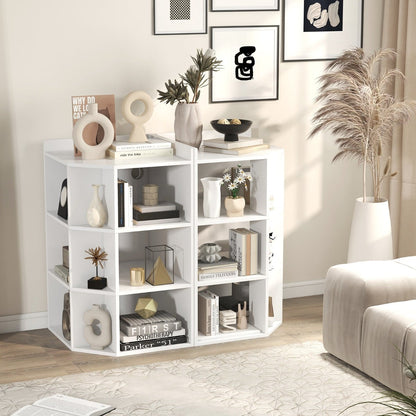 3-Tier Corner Cabinet with Charging Station and 9 Cubbies-White