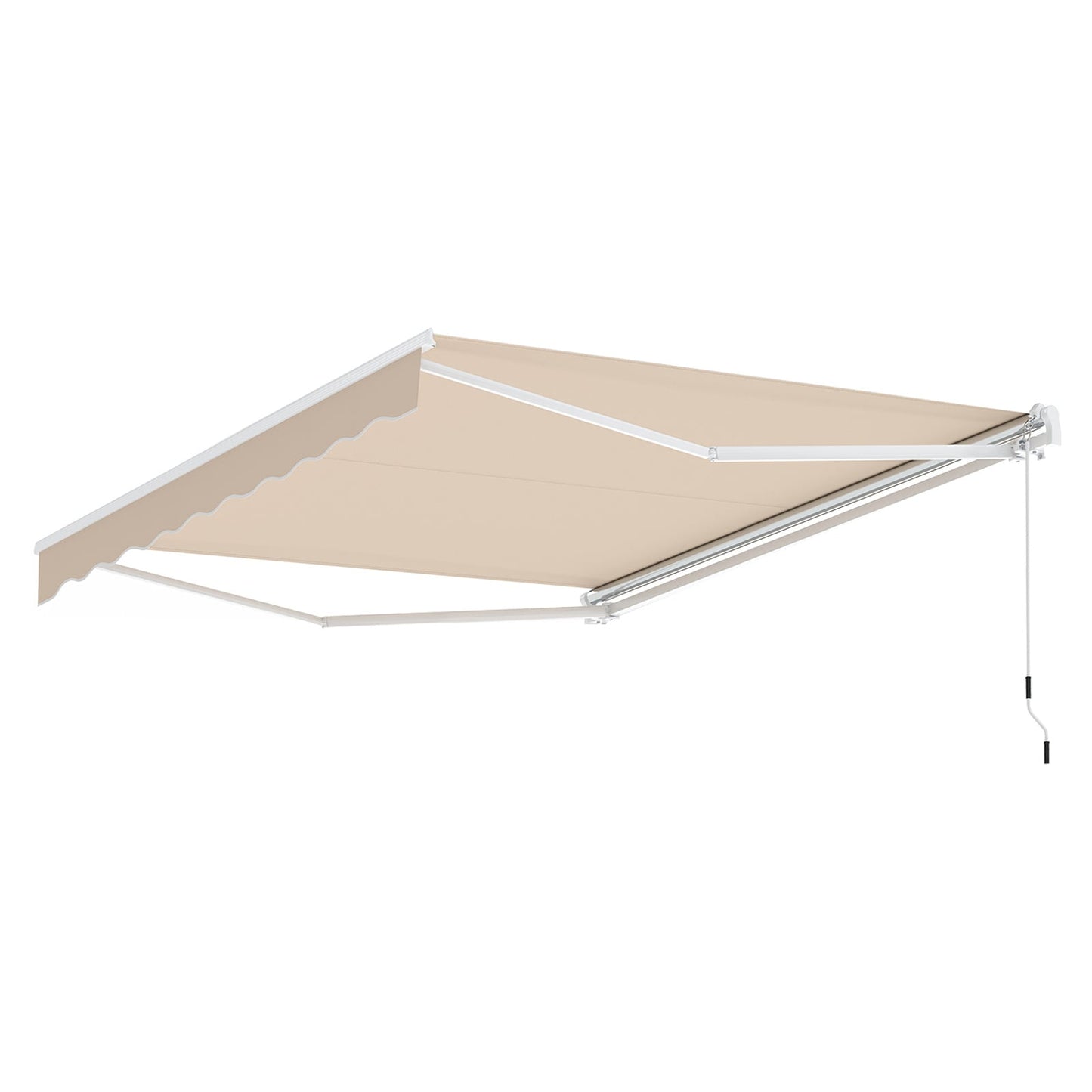 3 x 2.5 M Patio Retractable Awning with Manual Crank Handle and Adjustable Protection Shelter-Beige