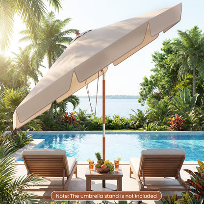 300 cm Scalloped Patio Umbrella Market Table Umbrella with Push Button Tilt-Beige
