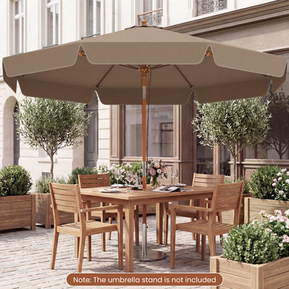 300 cm Scalloped Patio Umbrella Market Table Umbrella with Push Button Tilt-Coffee