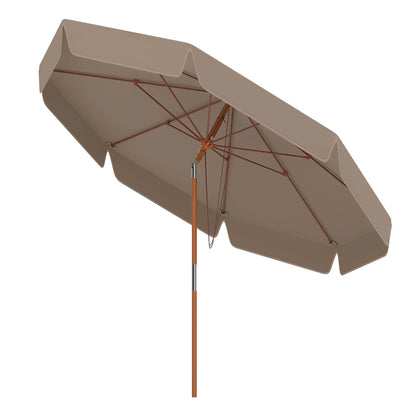 300 cm Scalloped Patio Umbrella Market Table Umbrella with Push Button Tilt-Coffee