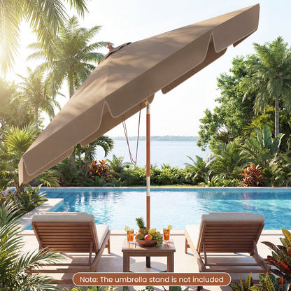 300 cm Scalloped Patio Umbrella Market Table Umbrella with Push Button Tilt-Coffee