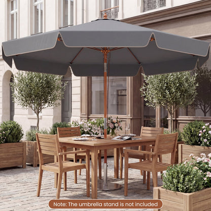 300 cm Scalloped Patio Umbrella Market Table Umbrella with Push Button Tilt-Grey