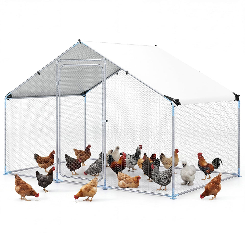 300 x 203 x 202 CM Walk-in Chicken Run with Waterproof Cover for Backyard