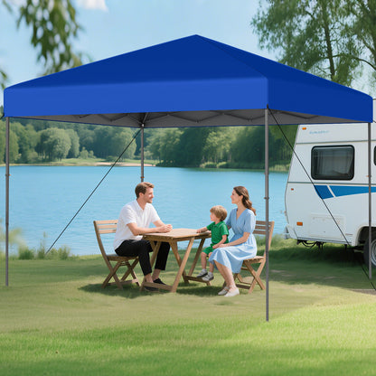 300 x 295 cm Pop up Canopy Tent with Portable Carrying Bag and Wind Ropes-Blue