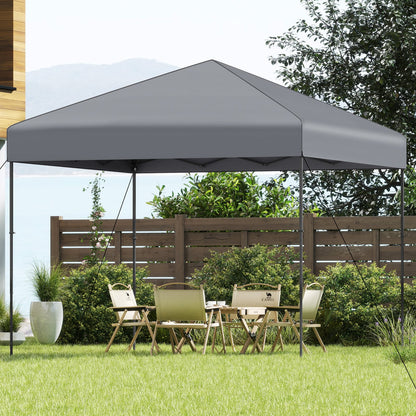 300 x 295 cm Pop up Canopy Tent with Portable Carrying Bag and Wind Ropes-Grey