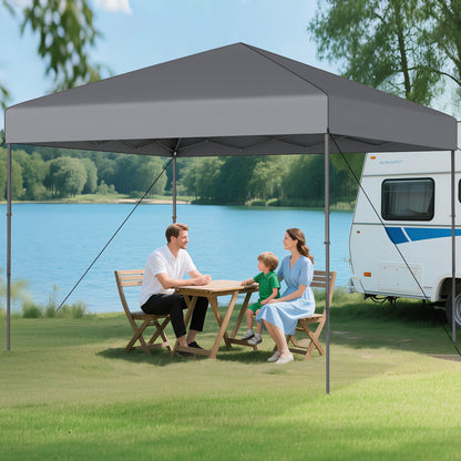 300 x 295 cm Pop up Canopy Tent with Portable Carrying Bag and Wind Ropes-Grey