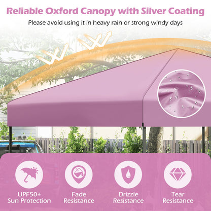 300 x 295 cm Pop up Canopy Tent with Portable Carrying Bag and Wind Ropes-Pink