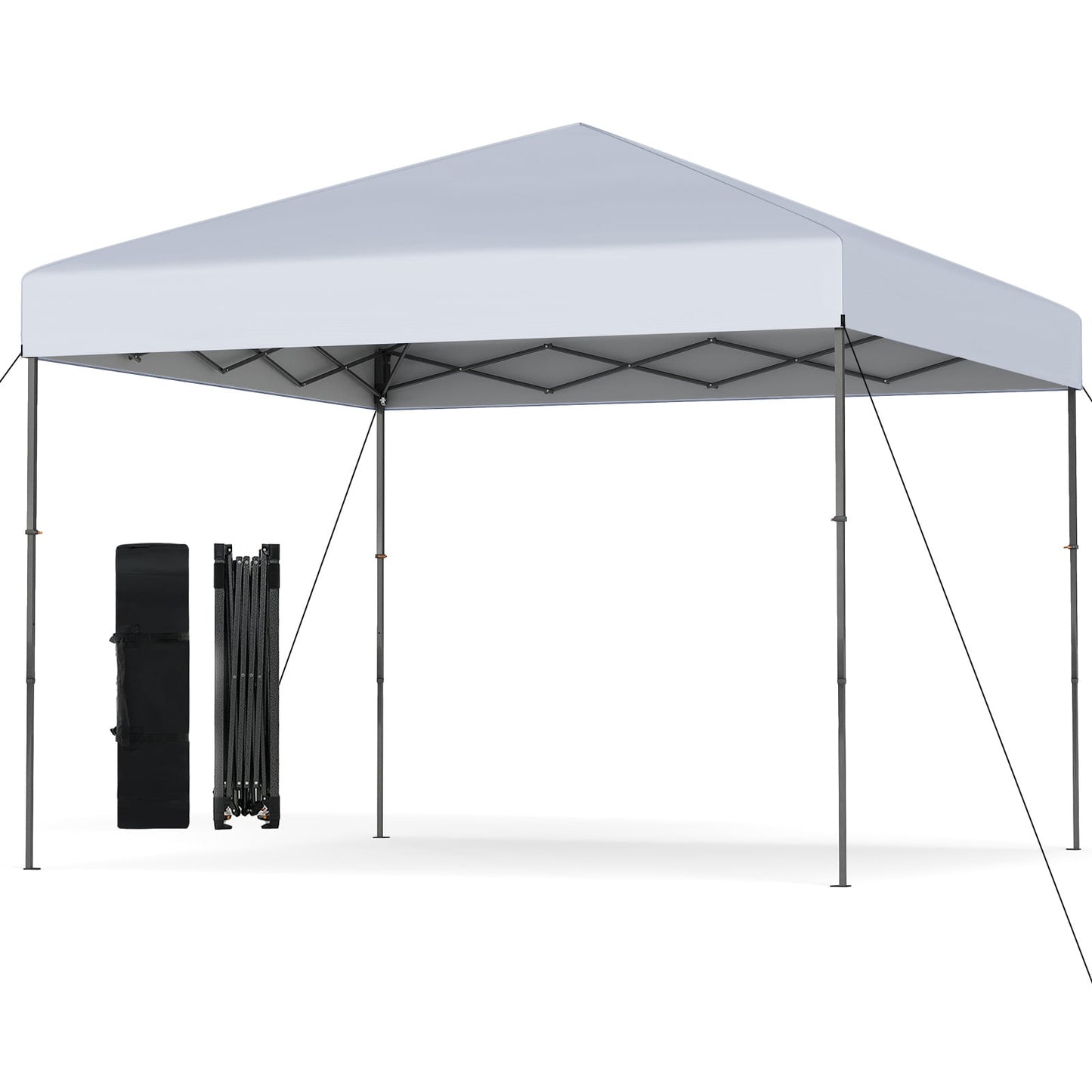 300 x 295 cm Pop up Canopy Tent with Portable Carrying Bag and Wind Ropes-White