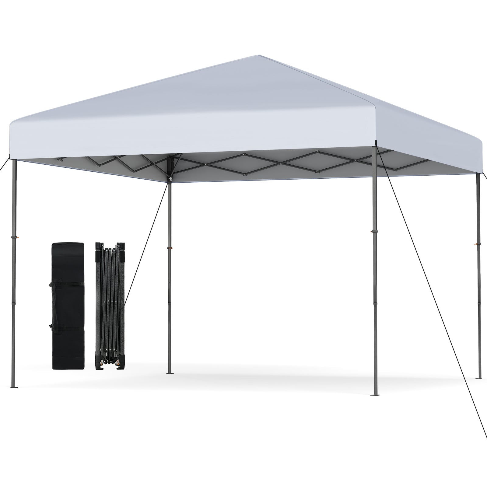 300 x 295 cm Pop up Canopy Tent with Portable Carrying Bag and Wind Ropes-White